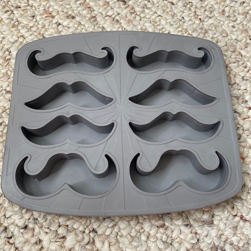 Vintage Mustache Ice Cube Tray  used once stache fun party funny mold